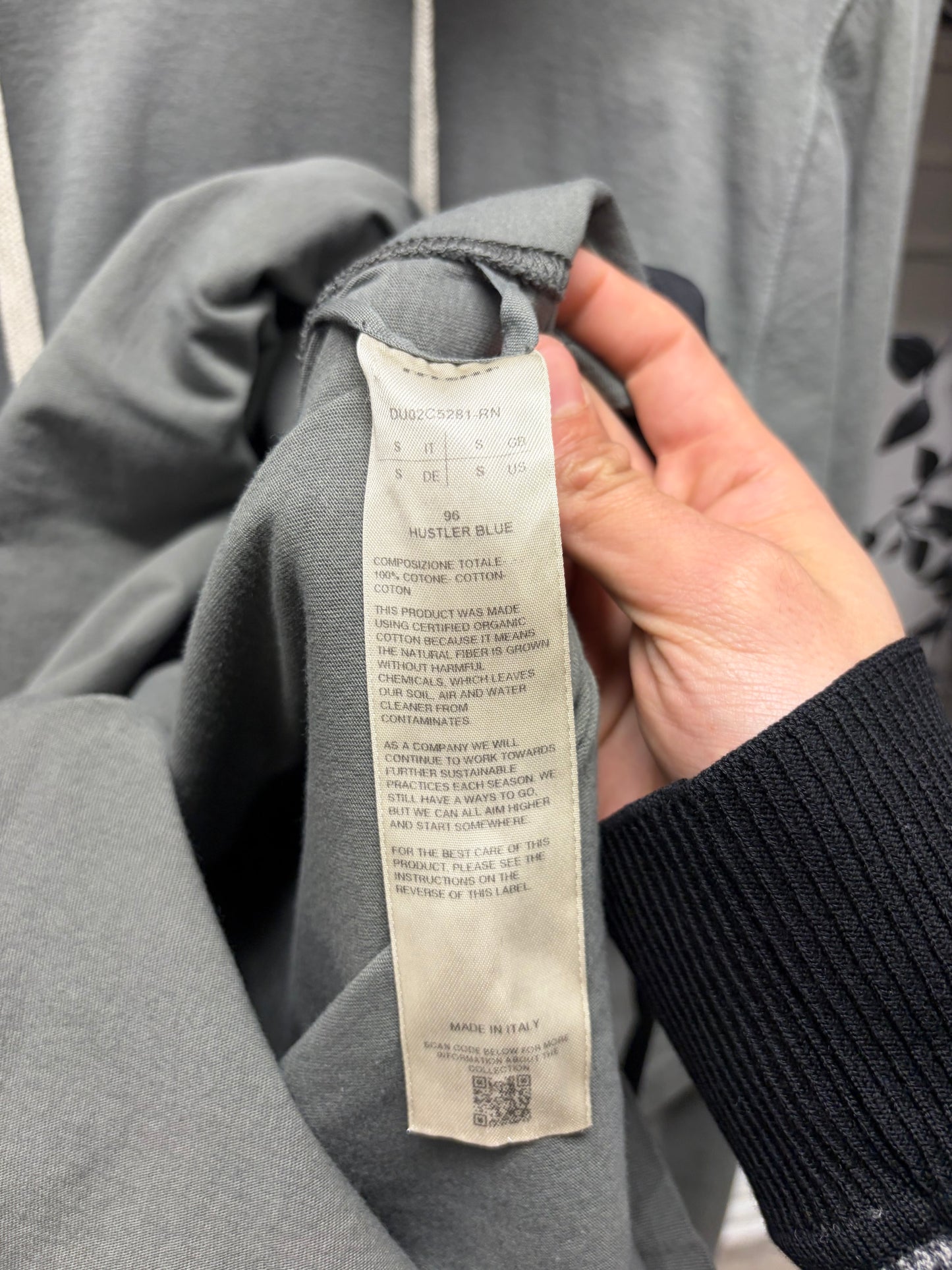 Rick Owens ‘Hustler’ Blue Under-toned Double Layer Hoodie