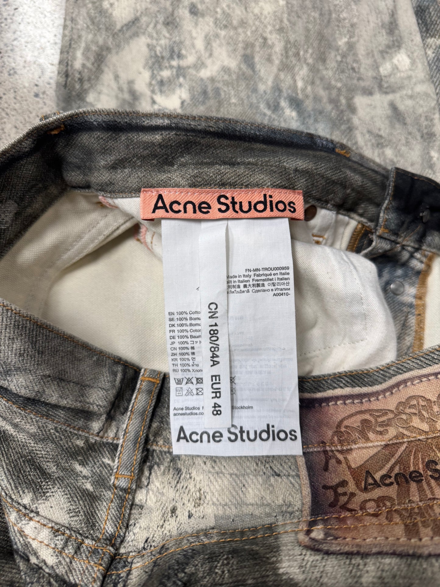 Acne Studios ‘Trompe L’œil’ Cold Grey Wide Leg Painter Denim