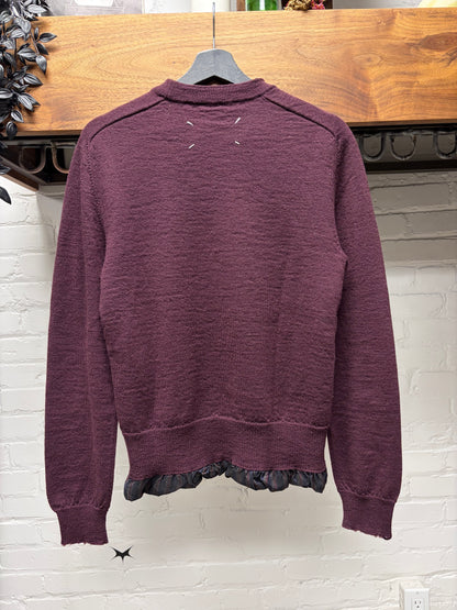 2022 Maison Margiela Distressed Wool Layered Pinstripe/Sienna Knit Sweater
