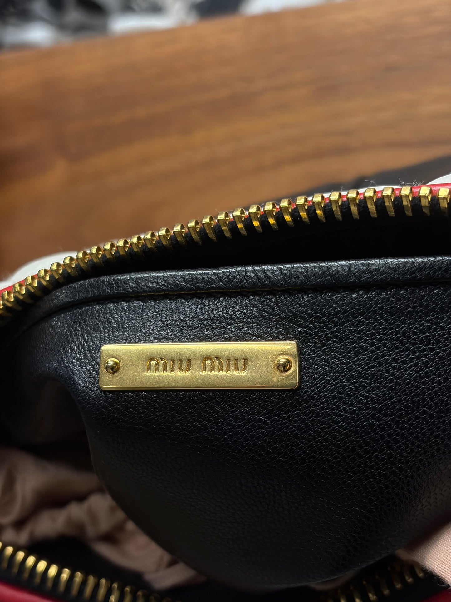 Miu Miu ‘Nappa Biker’ Leather Shoulder Bag with Crossbody Strap