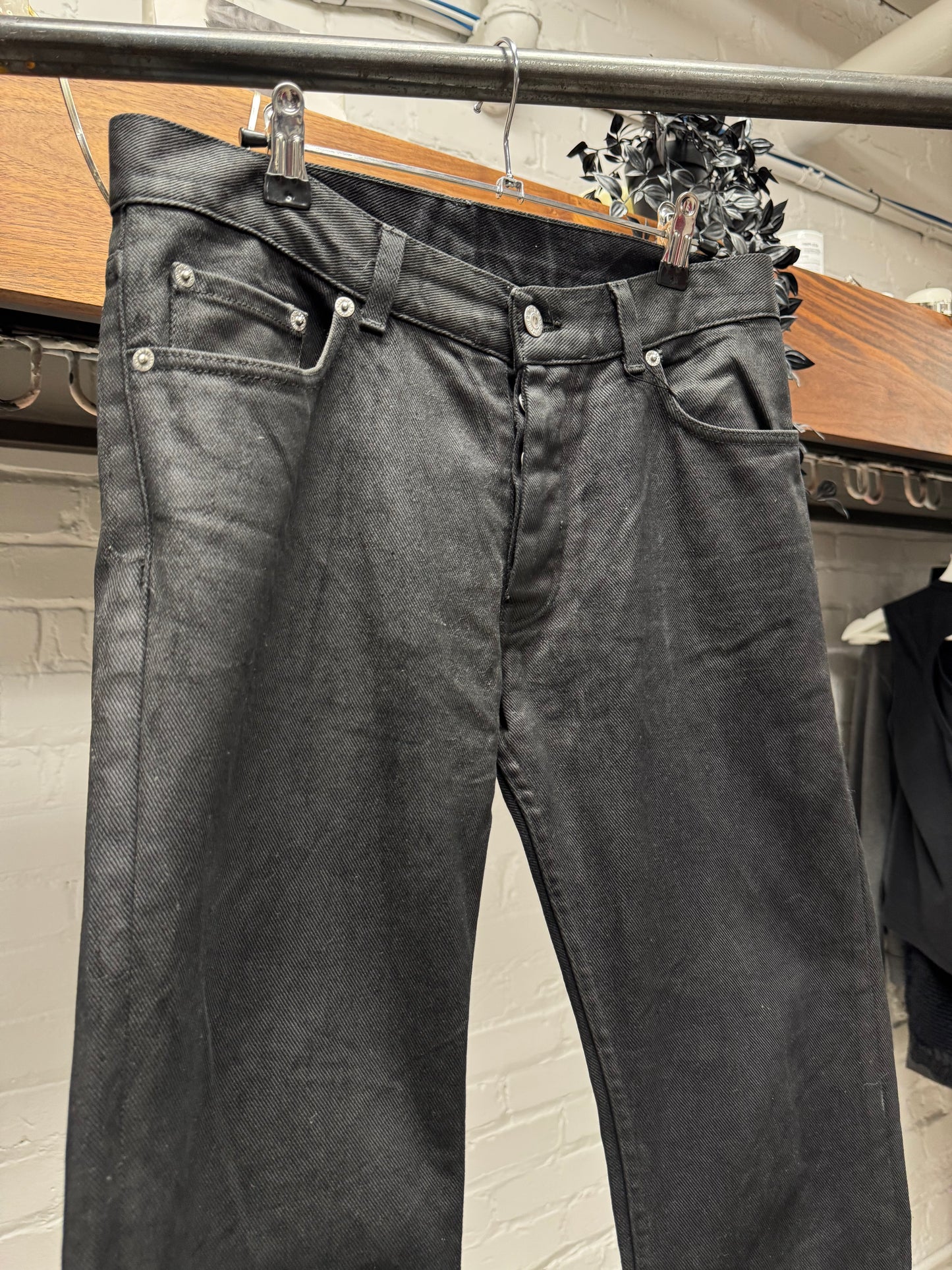 AW1999 Helmut Lang Waxed Black Bootcut Denim