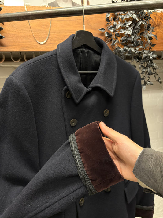 Vintage Gucci by Frida Giannini Double Breasted Wool Coat with Velvet Trim