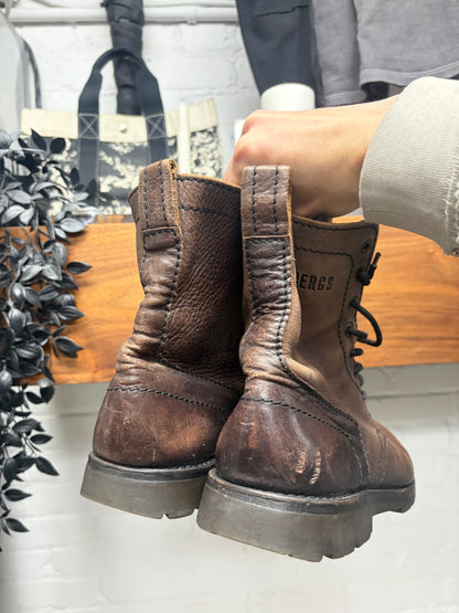 Dirk Bikkembergs Brown Calf Leather Combat Boots