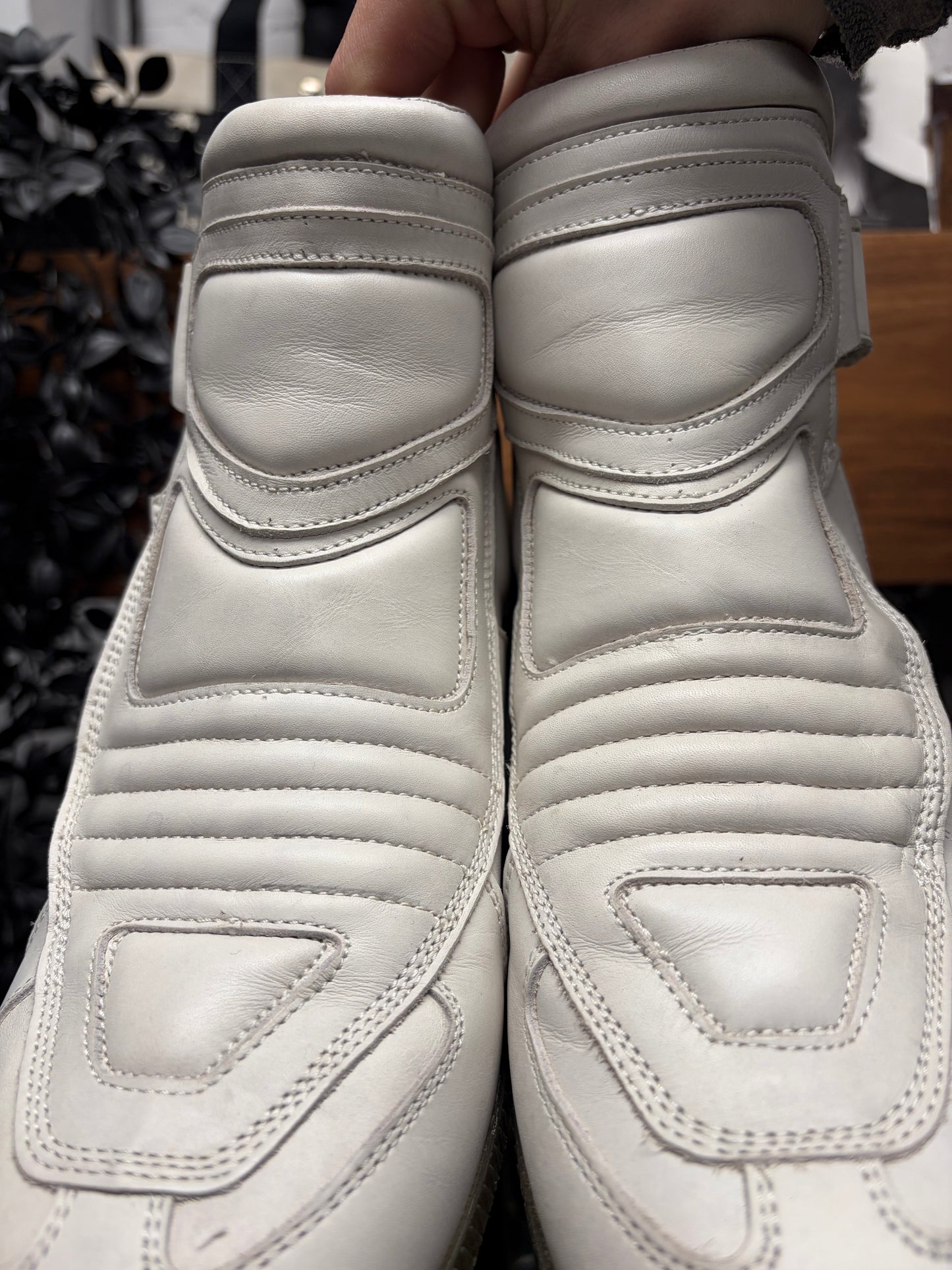 SS2009 Maison Margiela ‘Speed Bike’ White Mid Top Leather Sneakers