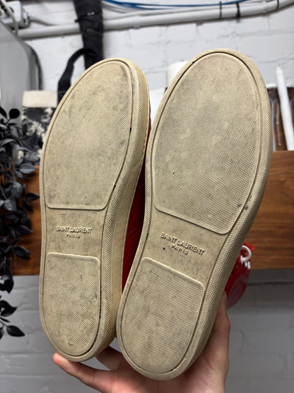 Saint Laurent SL/03 Red/White Leather Court High Top Sneakers