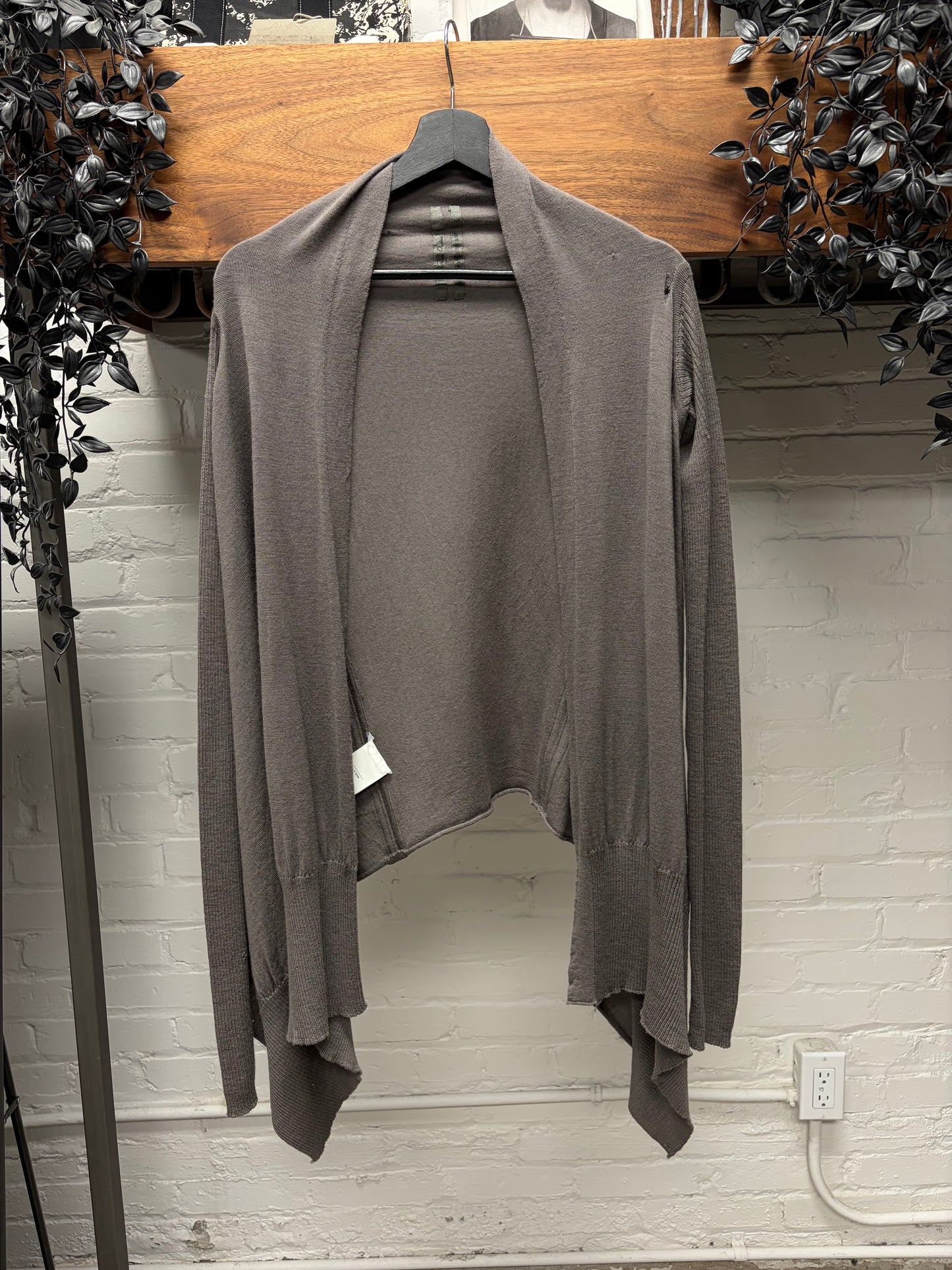 AW2007 Rick Owens ‘Exploder’ Dust Brown Waterfall Cardigan