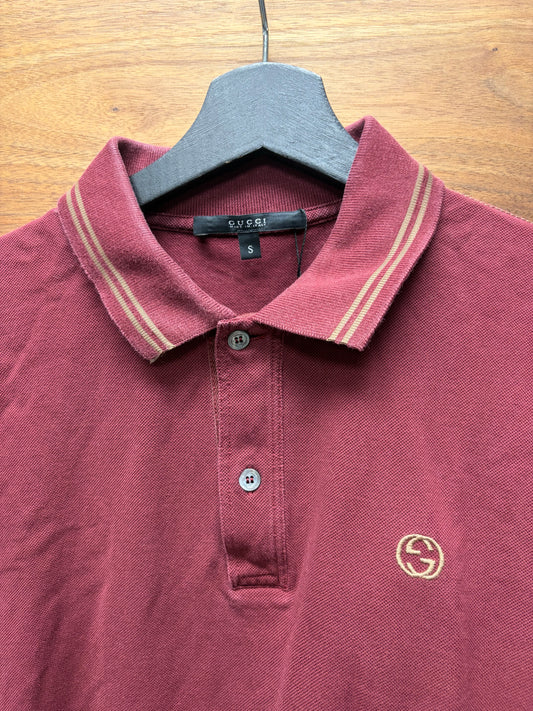 2000s Gucci ‘GG Interlock Logo’ Red Cotton Polo