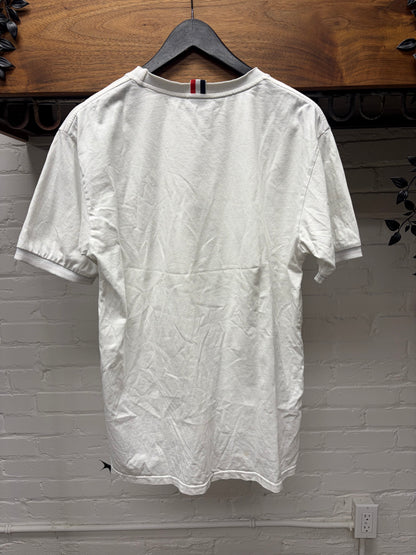Thom Browne White ‘Side Seam Button’ Cotton Ringer T-Shirt