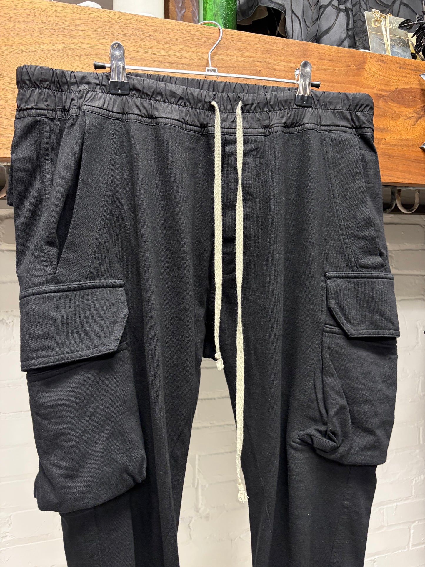 Rick Owens ‘Cargo Jogger’ Black Slim Cut Drawstring Sweatpants