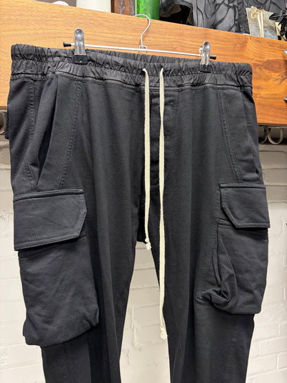 Rick Owens ‘Cargo Jogger’ Black Slim Cut Drawstring Sweatpants