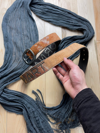 Tornado Mart Studded Silver Fur Logo Belt