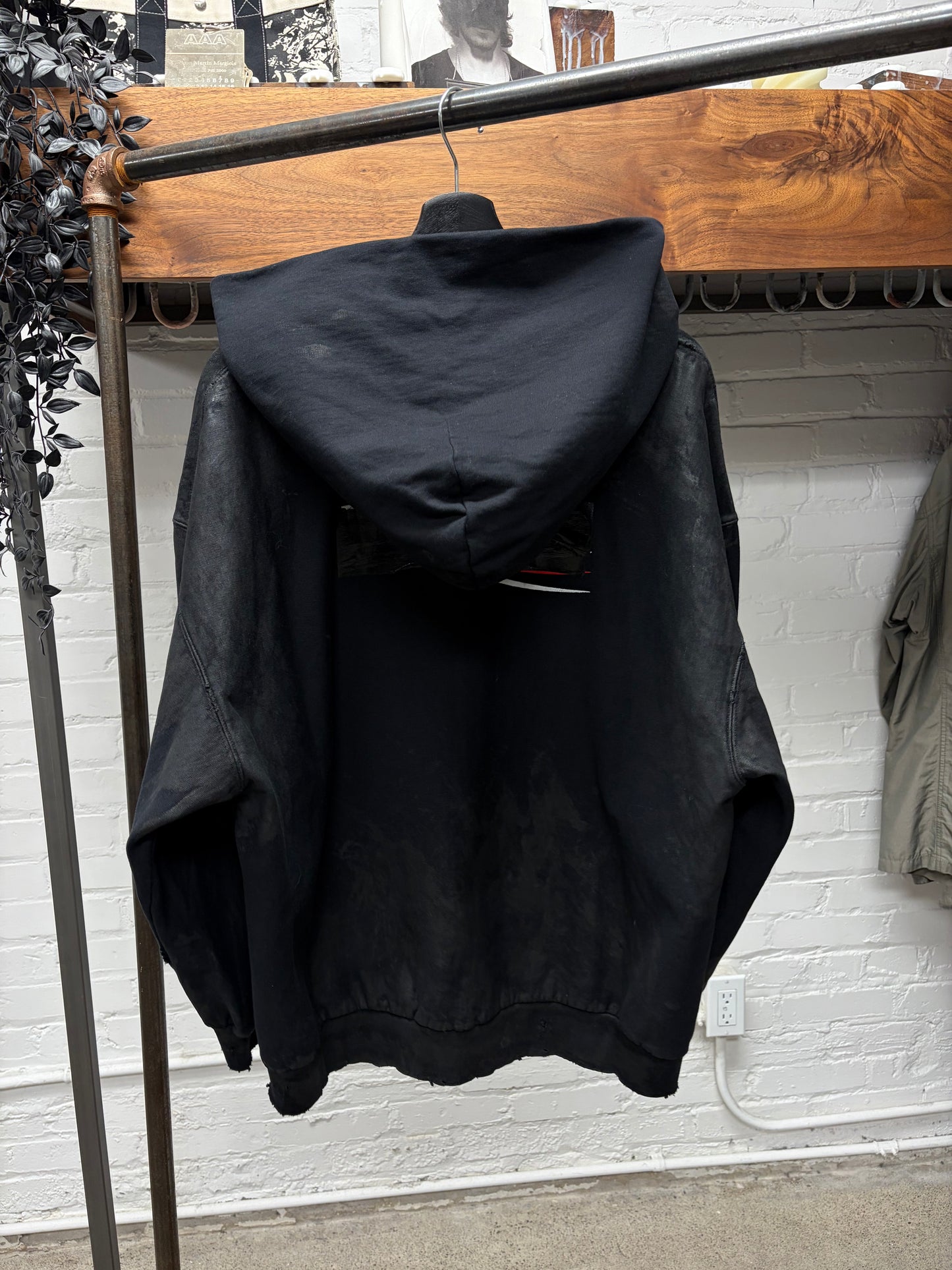 AW2023 Balenciaga Mudshow ‘Gaffer Tape’ Black Distressed Zip-Up Hoodie