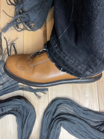 Prada Low Top Caramel Brown Leather Bowling Sneakers