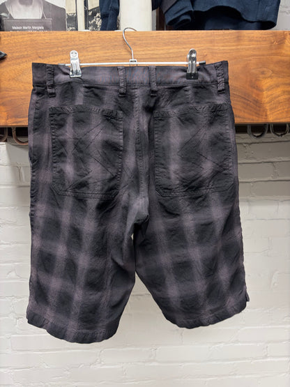 Undercover Purple/Black ‘Shadow Plaid’ Cotton Shorts
