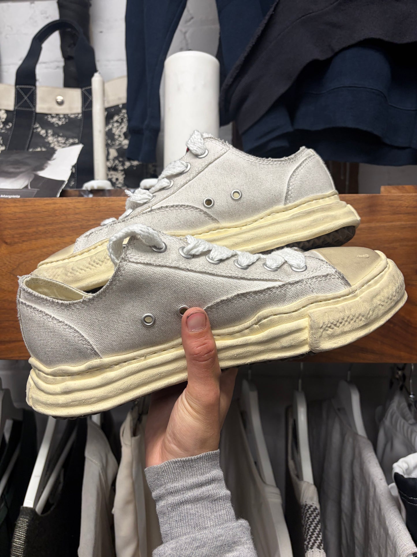 Miharayasuhiro ‘Melted Sole’ Dirty White Low Top Sneakers