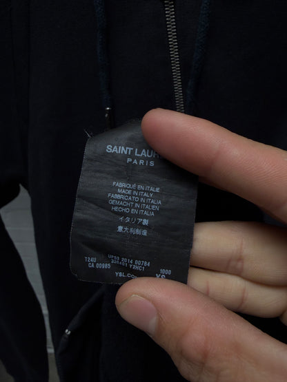 AW2014 Saint Laurent by Hedi Slimane Exposed Shoulder Seam Black Zip-Up Hoodie