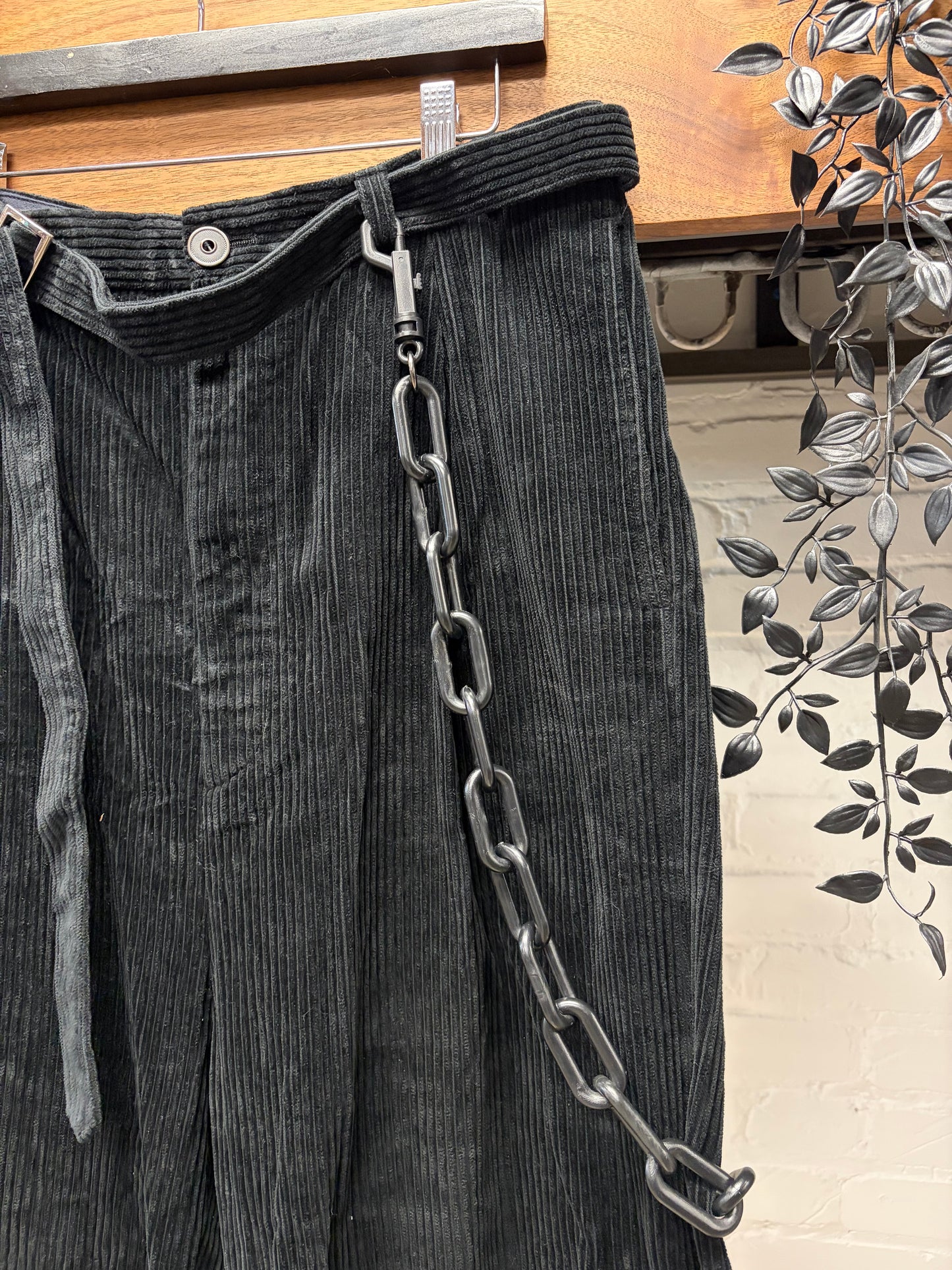 Mihara Yasuhiro Skirted Black 3/4 Length Shorts with Wallet Chain