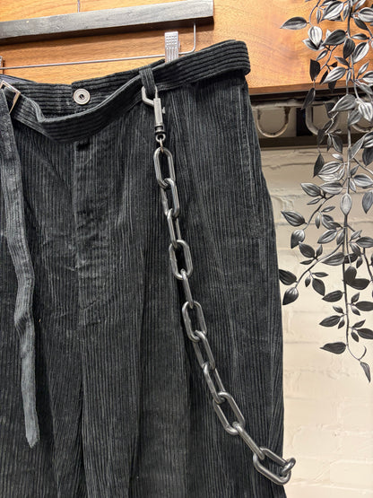 Mihara Yasuhiro Skirted Black 3/4 Length Shorts with Wallet Chain