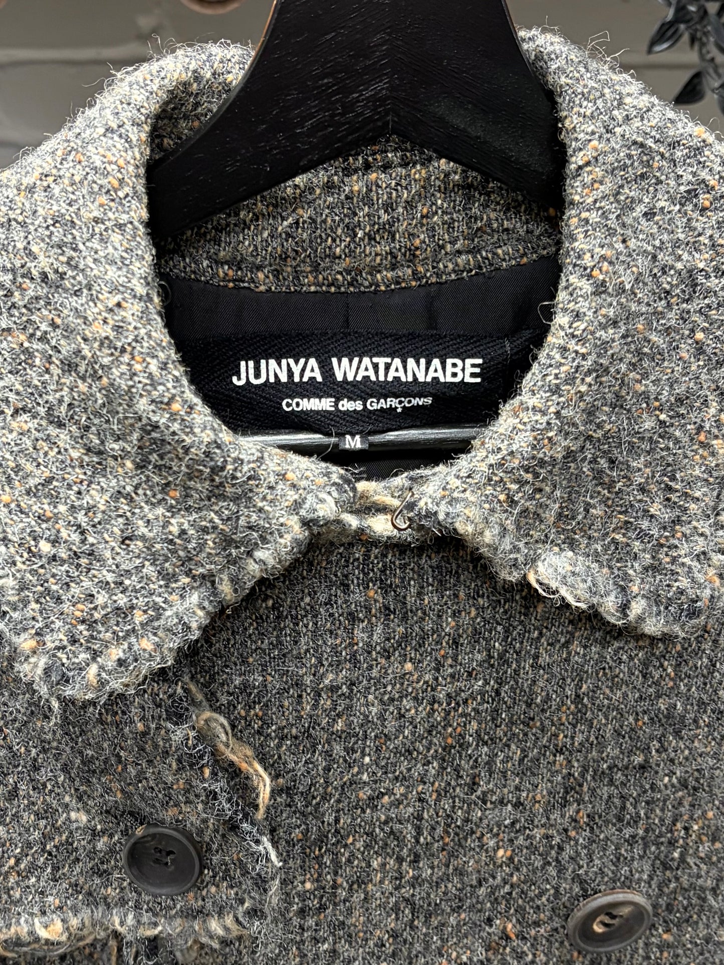 AW2003 Junya Watanabe Distressed Wool Double Breasted Trench Coat