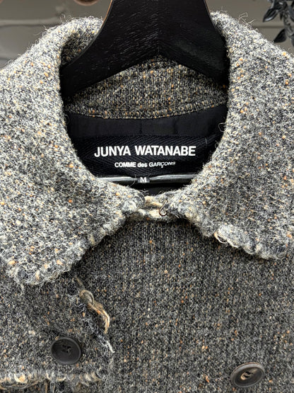AW2003 Junya Watanabe Distressed Wool Double Breasted Trench Coat