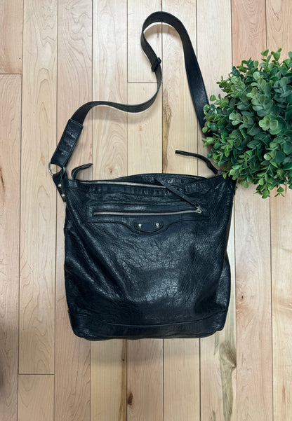 Balenciaga ‘Arena’ Black Leather Crossbody Messenger Bag