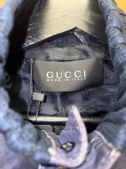 Gucci 'Madonna' Waxed Blue Leather Bomber Jacket