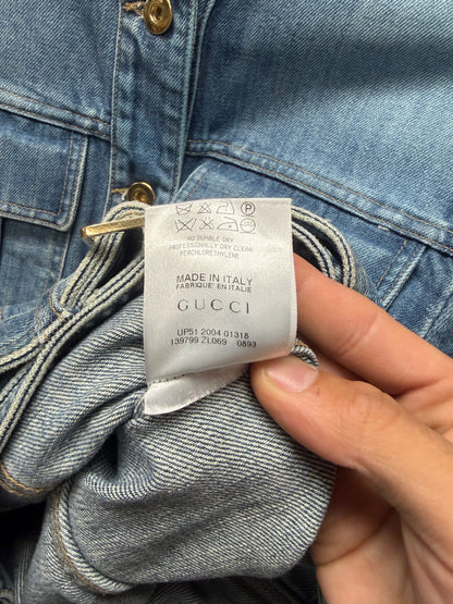 SS2004 Gucci by Tom Ford ‘Bamboo Belted’ Blue Denim Jacket with Bondage Lace Back Detailing