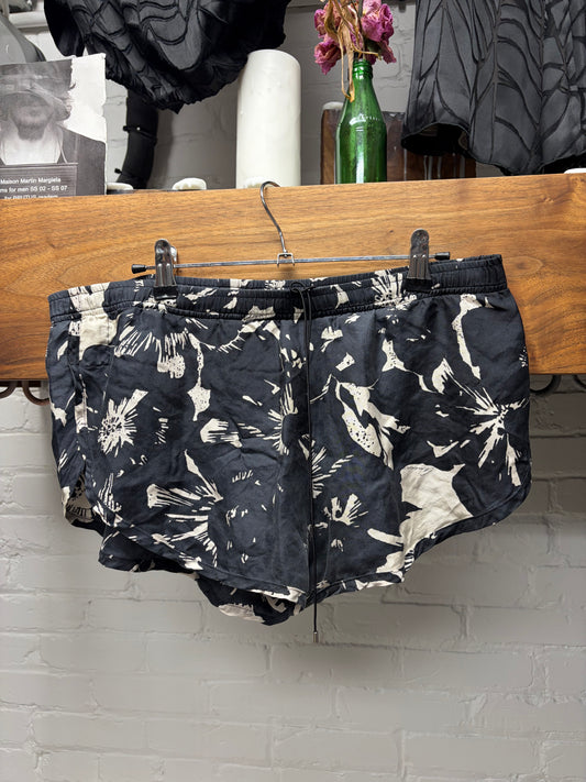 Gucci by Tom Ford Black/White Floral Print Swim Trunks