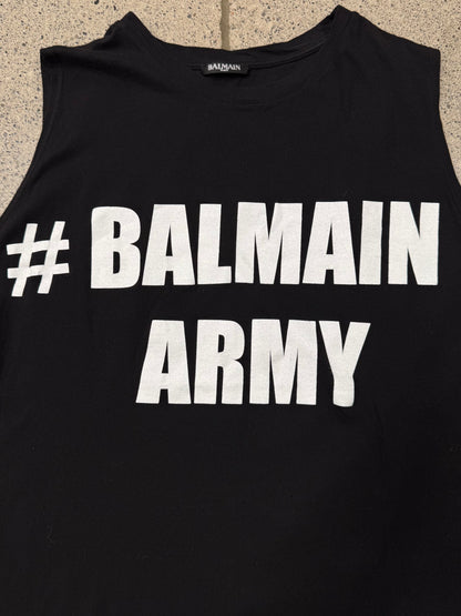 2010s Balmain ‘Army’ Cutoff Tank Top