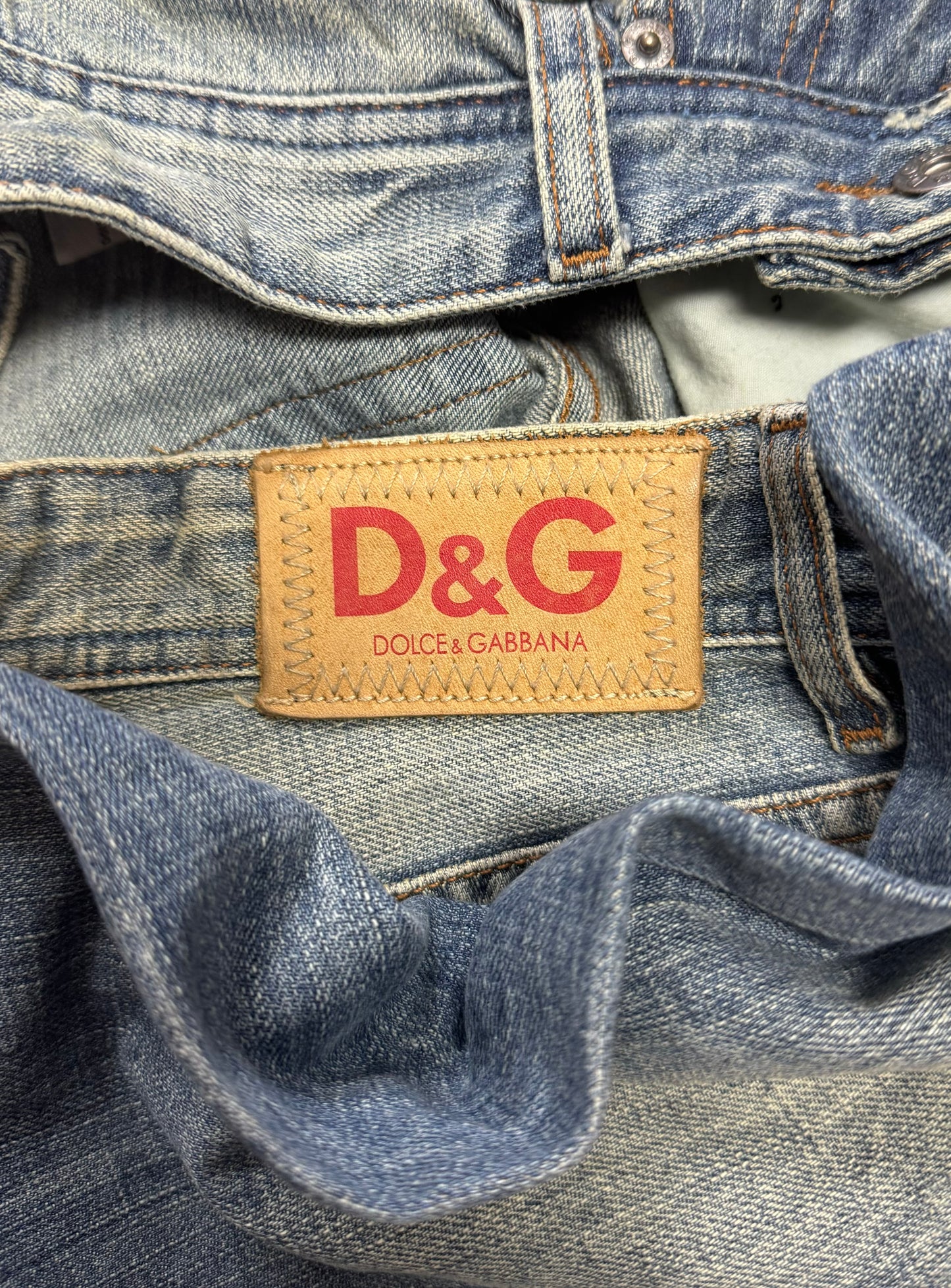 2000s Dolce & Gabbana Boot Cut Washed Blue Denim