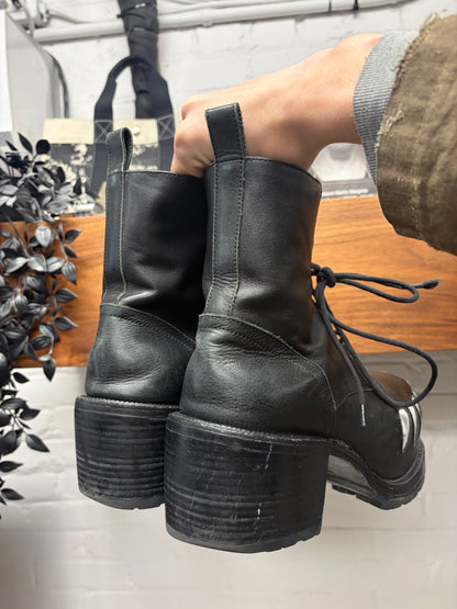 AW2022 Walter Van Beirendonck ‘Hyper Glam’ Teeth Platform Black Leather Boots