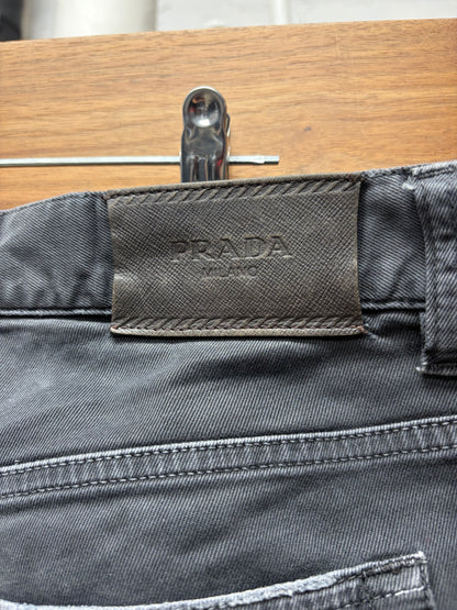 2015 Prada Faded Black Stacked Length Skinny Jeans
