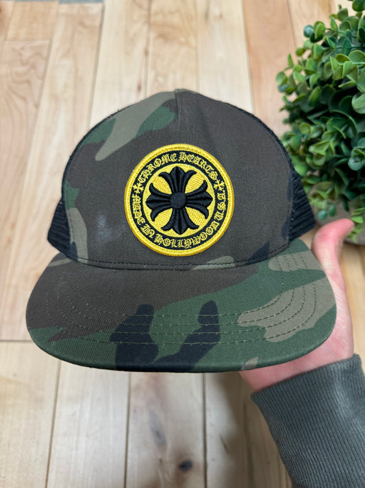 Chrome Hearts Camo Cross Patch Mesh Trucker Hat