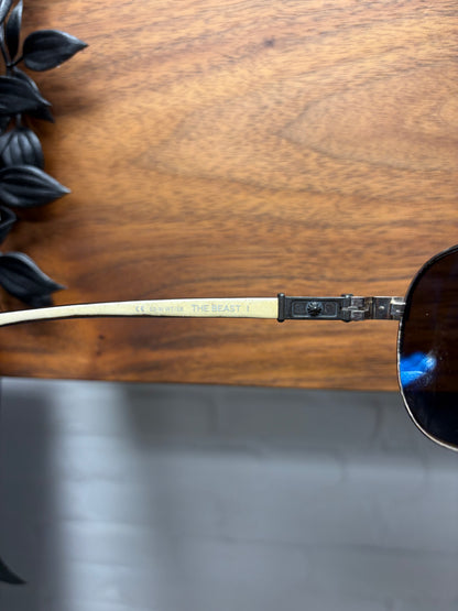 Chrome Hearts ‘The Beast I’ Wood Cross Engraved/925 Silver Aviator Sunglasses