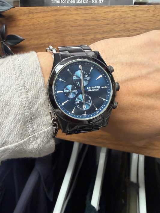 Katharine Hammett ‘Triple Chronograph’ Black/Blue Dial Watch