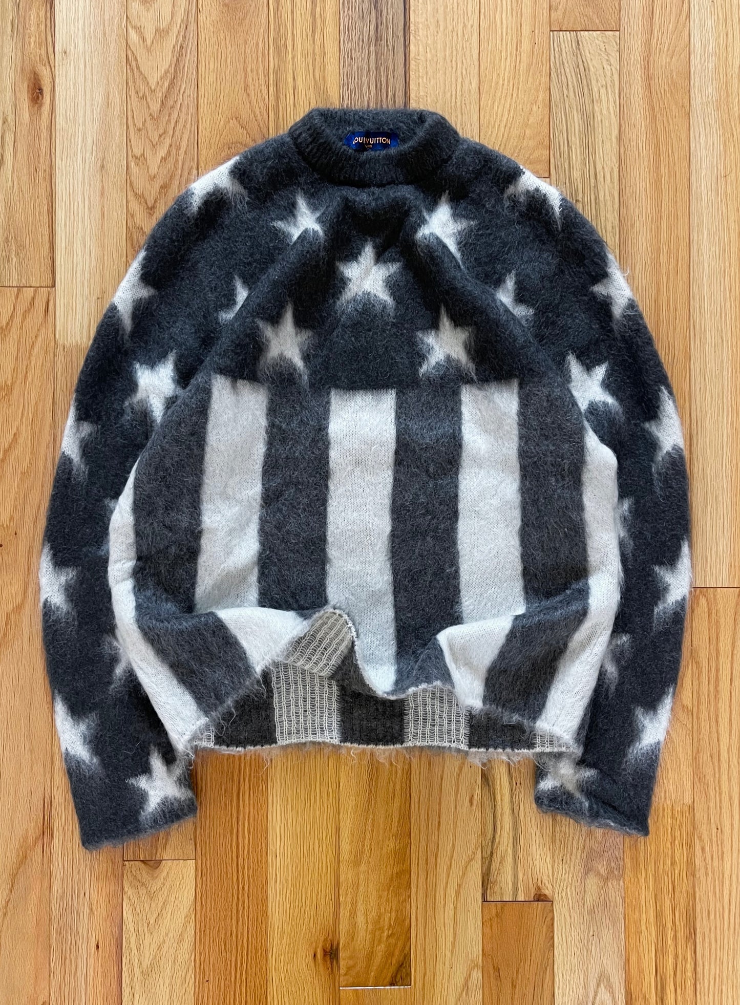 Autumn Winter 2019 Louis Vuitton by Virgil Abloh Mohair Flag Knitted Sweater.