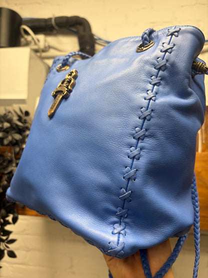 Chrome Hearts ‘Dirty Knees’ Chiffon Blue Woven Leather Dagger Bucket Bag