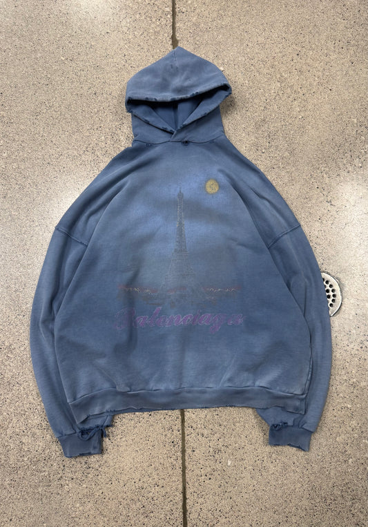 AW2023 Balenciaga ‘Paris Moon’ Faded Blue Hoodie