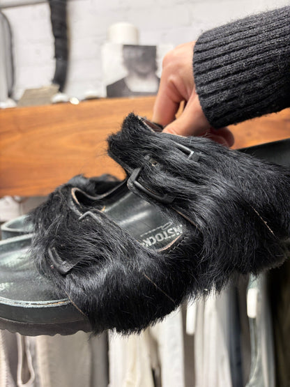 2021 Rick Owens x Birkenstocks Black Pony-Hair ‘Arizona’ Sandals