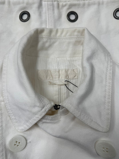 90s Alexander McQueen ‘Grommet Hole’ White Cotton Fencing Jacket
