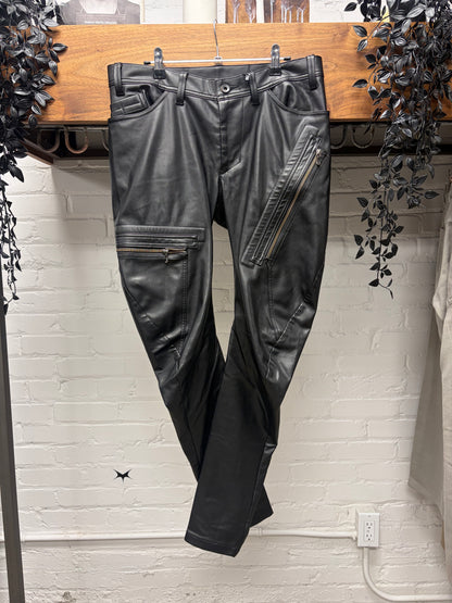 SS2023 Julius Synthetic Leather J-Cut Black Pants