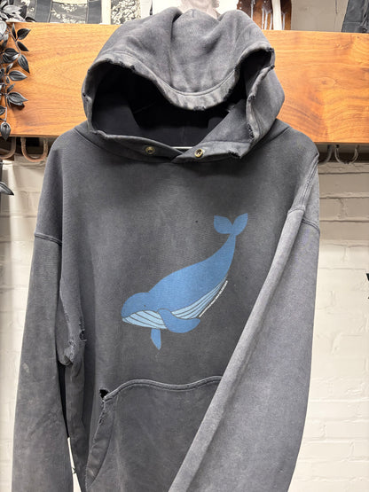 2018 Balenciaga ‘Whale’ Distressed Grey Cotton Hoodie