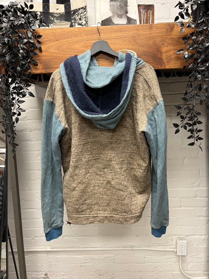 Kapital Indigo Blue Two Tone Button Closure Hoodie