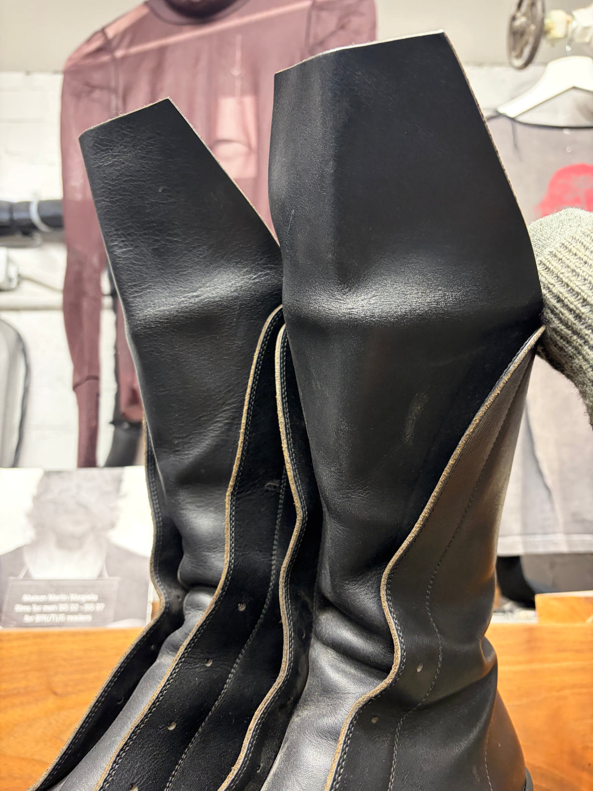AW2015 Rick Owens ‘Sphinx’ Triple Black Laceless ‘Ramones’ with Extended Tongue