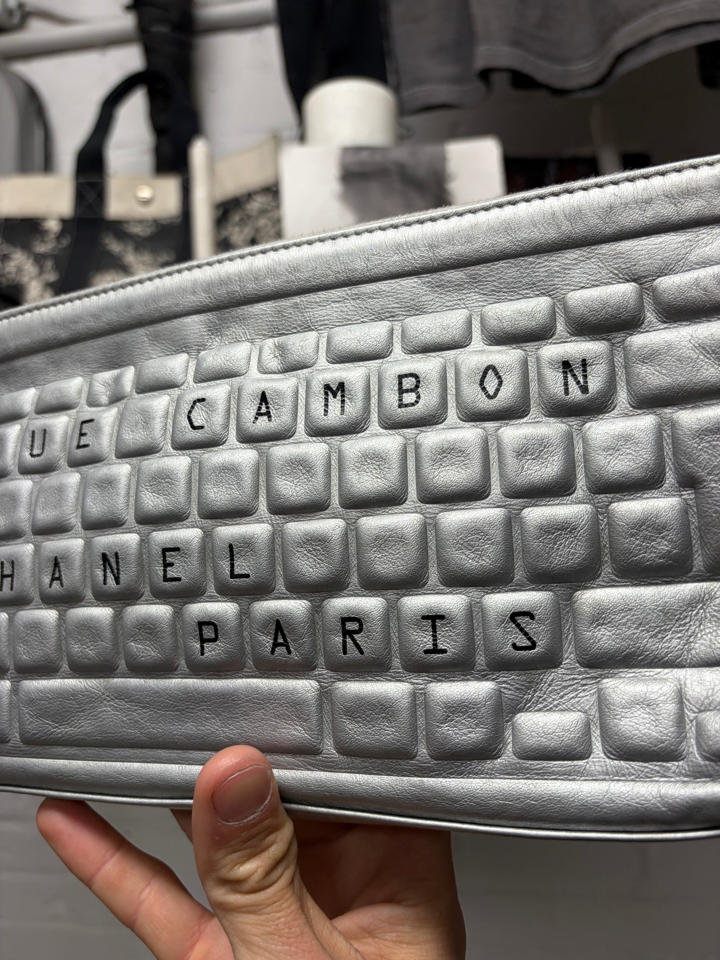 SS2017 Chanel ‘Data Center’ Silver Keyboard Clutch