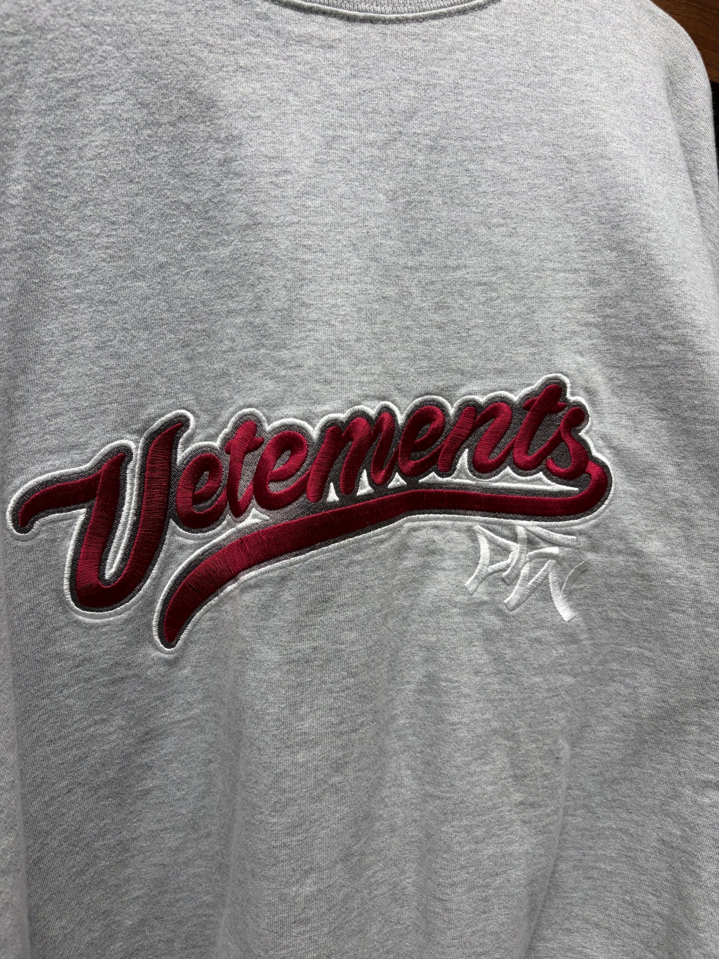 SS2018 Vetements ‘Baseball Logo’ Embroidered Red/Grey Sweatshirt