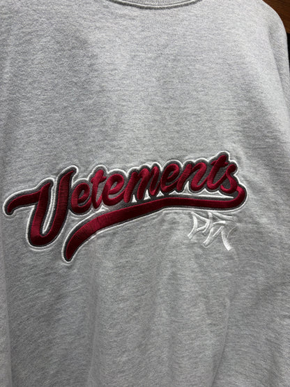 SS2018 Vetements ‘Baseball Logo’ Embroidered Red/Grey Sweatshirt