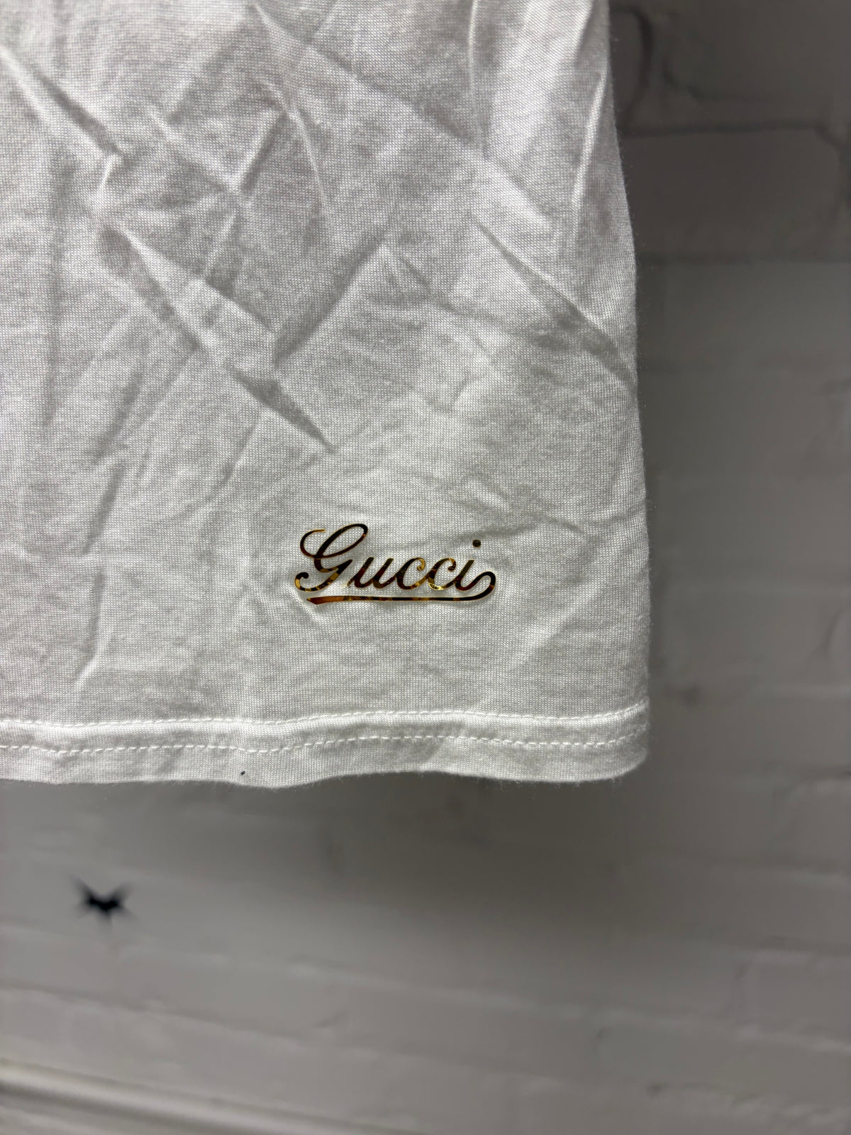 Gucci ‘Stripe Logo’ White Short Sleeve Fitted Henley T-Shirt