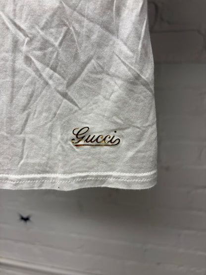 Gucci ‘Stripe Logo’ White Short Sleeve Fitted Henley T-Shirt