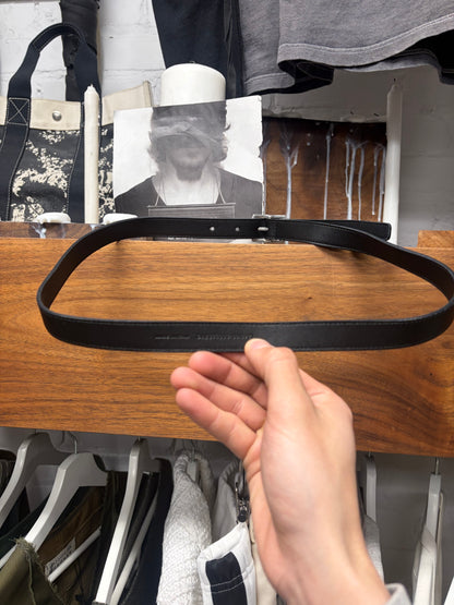 Saint Laurent ‘Minimalist’ Black Leather/Silver Buckle Thin Belt